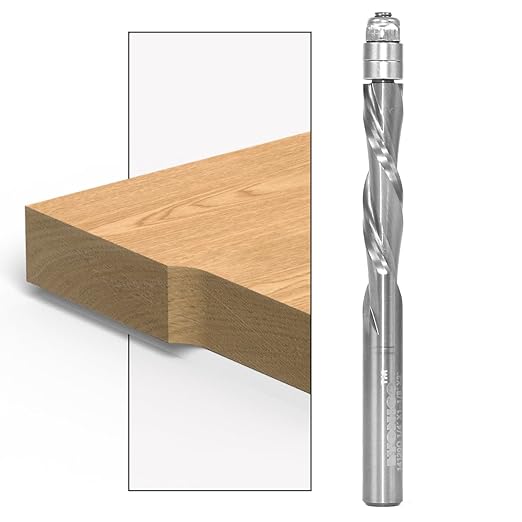 YONICO Router Bits Pattern Bit Solid Carbide Flush Trim Spiral 1-1/8-Inch Down-Cut 1/4-Inch Shank 14120