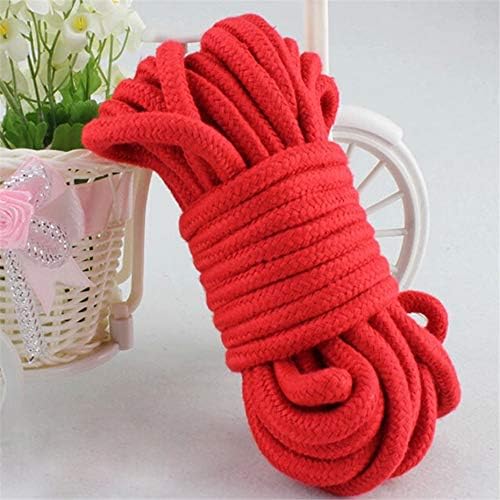 Soft Cotton Rope, 32 feet / 10m Rope, 8mm Thick, Soft Rope, Long Rope, Soft Tying Rope (Red+Red)