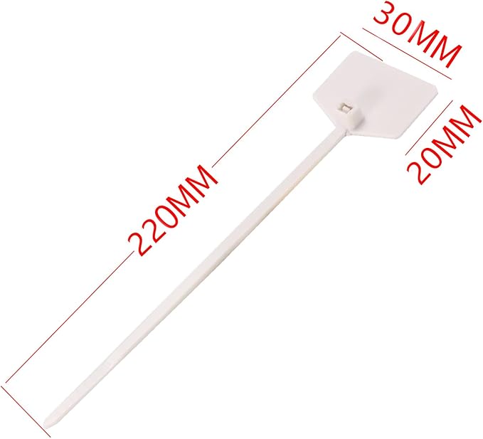 8 in Marker Nylon Cable Ties, Plastic Water Proof Tags, Self-Locking Written-on Cable Marker, Security Seals Label for Cabling, Wire Marking Label, Shipping Hanging Tags - Red/ 100pcs