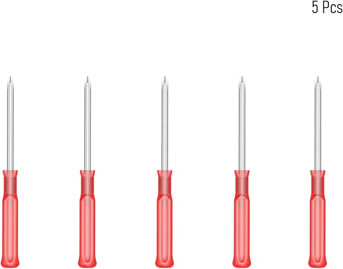 5PCS Mini Phillips Screwdriver, 2.5mm Cross Head with Red Non-slip Handle for Small Appliances, 2.56"(65mm) Total Length, Non-magnetic