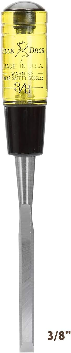 Buck Brothers 120102BC 3/8" Wood Chisel Made in USA, For Paring and Finishing Cuts in Carpentry and Woodworking, Tempered Tool Steel Blade, Mallet-Safe Handle