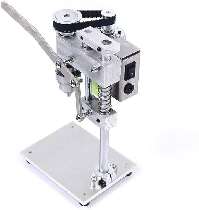 Mini Bench Drill Press Stand, Portable Bench Drilling Machine, 3.94x5.12x8.66 inch, 7 Speed Table Driller Chuck, Used for Drilling Iron, Wood and Plastic, Litht-Duty, for B12 Chuck