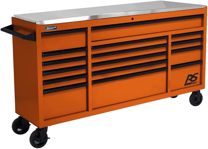 Homak 72” Roller Cabinet w/Stainless Steel Top RS Pro Workstation (Competition Orange)