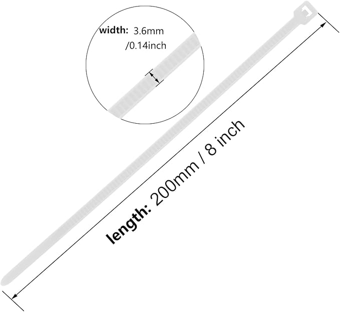 8 Inch Orange Zip Tie 1000 PCS, 40 Lbs - Small to Medium Zip Tie, Nylon PA66 UV Resistant Cable Tie Heavy Duty for Indoor and Outdoor Use - Ideal for bundling and securing objects