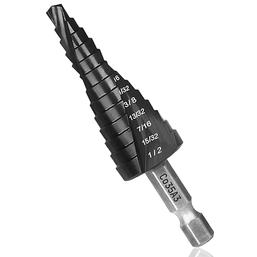 Step Drill Bits for Metal, 1/8 to 1/2, Cobalt Bit, Heavy Duty for Stainless Steel,Metal, Aluminum, Wood, Copper, Wood, 13-Steps. #202