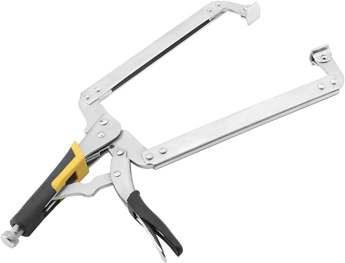 ZOENHOU 3 Pack 18 Inch Large C Clamp Locking Plier with Swivel Pads and Rubber Handle, C Type Adjustable Vise Grip Locking Pliers, Weldingc C Clamp Plier for Metal DIY Woodworking