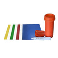 Vinyl Adhesive Party Tent Patch Repair Kit, 5" x 5" Pieces (3 White, 1 Blue, 1 Red, 1 Green, 1 Yellow) with 1 oz. Liquid Repair Glue and Portable Orange Carrying Case