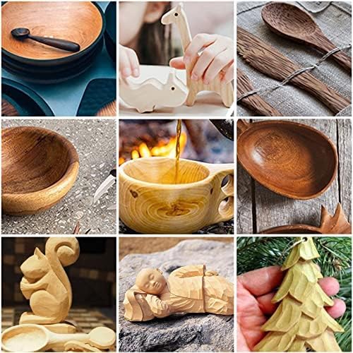 Wood Carving Tools Set,Detail and Hook Carving Knife Kit for Beginners,Trimming Knife for Spoon Bowl Cup Woodwork,Round Handle Design and 6pcs SK2 Carbon Steel Wood Carving Knives（10pcs）