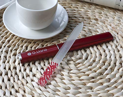 Premium Glass Nail File with Case G.Liane Professional Crystal Fingernail Files Perfect Manicure Set for Women Men Kids Nail Care Gift Se(Red)