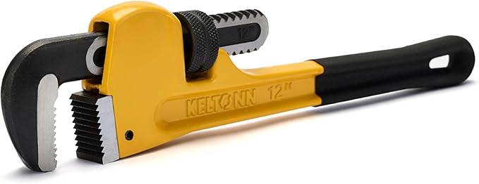 12 Inch Heavy Duty Adjustable Pipe Wrench, Forged High Carbon Steel with Non-Slip Jaw, Durable Plumbing Tool for Pipe Repair & Installation