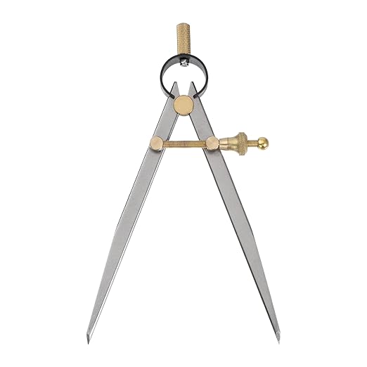 Spring Joint Caliper - [6 Inch] Carbon Steel Spring Divider Caliper with Brass Fulcrum for Metalworking Drawing Use, Flat Leg