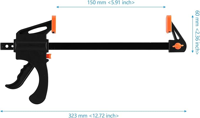 6 Pack 6 Inch Bar Clamp, Quick Grip Clamp with 12 Inch Spreader, Flexible One-Handed Ratchet Bar Clamp for Woodworking