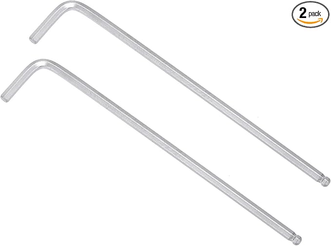 TOP-VIGOR 2Pcs 5/32" Ball End Hex Key Wrench, L Shaped Long Arm Allen Wrench for Household DIY, Professional Machine Repairing, CR-V