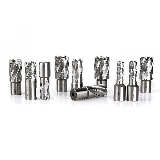 OSCARBIDE Annular Cutter Set 13pcs,1" Cutting Depth,3/4" Weldon Shank, 7/16 to 1-1/16 inch Cutting Diameter Mag Drill Bits for Magnetic Drill Press with 2 pcs Pilot Pins