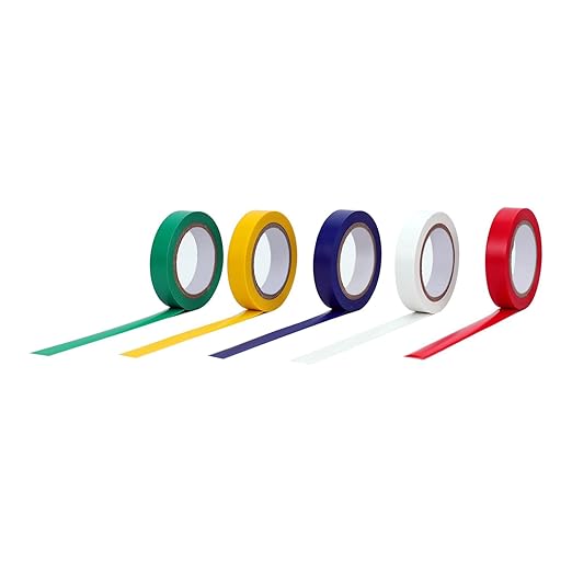 Amazon Basics Electrical Tape, 1/2-inch by 6.66 yard, Multi-Color, 10-Pack, Great for General Home&DIY, Automotive, Electrical, Labeling and Craft Project (Previously AmazonCommercial brand)