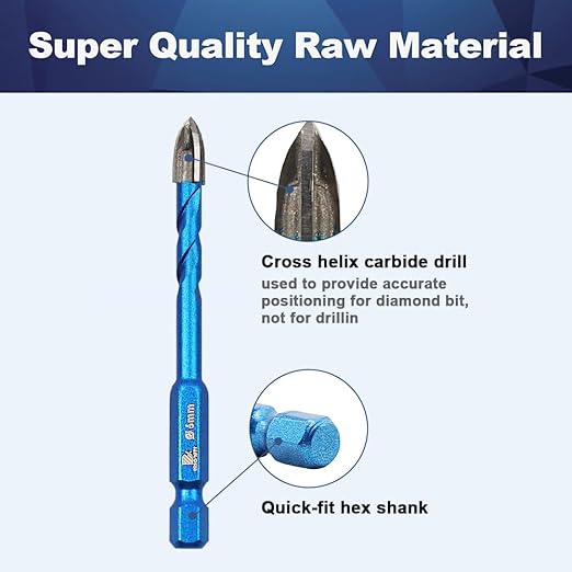 Masonry Drill Bit BRSCHNITT 10pcs Carbide Tips Concrete Drill Bit Set for Pots Bottles Ceramic Tile Glass Brick Ceramic Hex Shank