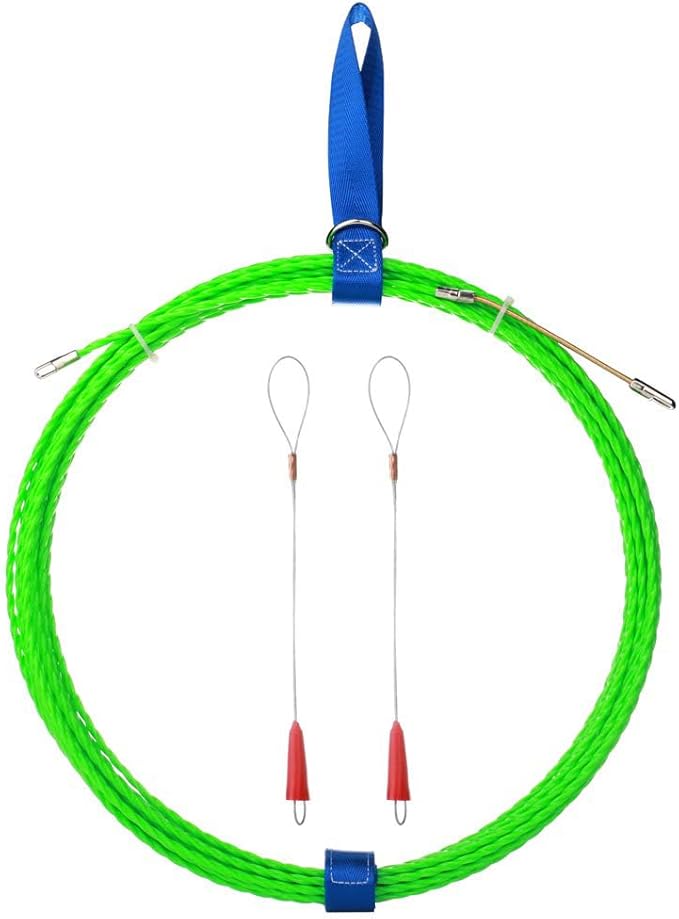 Fish Tape Wire Puller Through Wall Wire Threader Fish plus Fish Cable Fastener with Steel rope 32FT(10M)