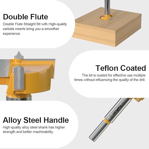 FivePears Forstner Drill Bit 3/8 inch Shank, 1-1/4 inch Cutting Diameter, Carbide Tipped Wood Hole Saw Auger Opener, Hole Opener Hinge Hole Cutter for Woodworking, Plastic, Plywood Products