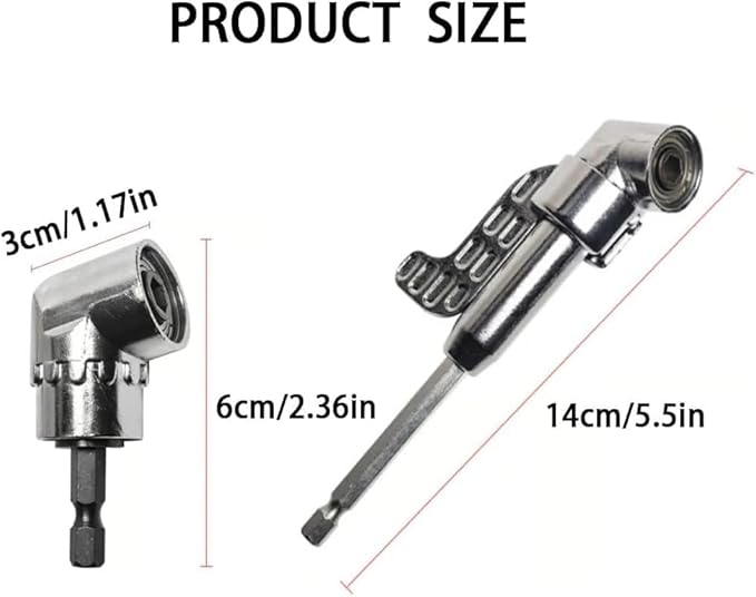105 Degree Right Angle Drill Adapter, 1/4" Hex Shank Driver Angle Drill Attachment with Multi-function Bend Screwdriver Bit, Angle Driver for Drill, Drill Attachment for Household Work (L+S（SR）)