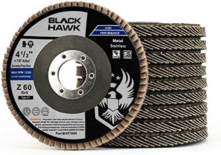 BHA Grinding and Sanding Flap Discs T27, 4-1/2" x 7/8", 60 Grit - 10 Pack