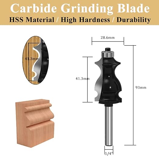 TAIWAIN Router Bit Set 1/4 Inch Shank 5PCS, Architectural Picture Frame Wood Milling Cutter,Rail &Stile Woodworking Miter Carbide CNC Cutting Tool for Cabinet Drawer Door Surfacing(T-BIT)