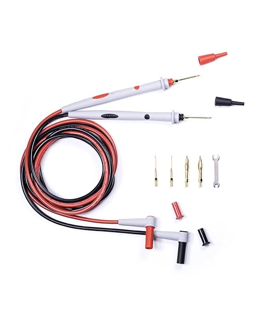 Electrical Test Leads Soft Silicone Cable Multimeter Test Probe Set with Replaceable Gold-Plated Multimeter Probes 1000V CATIII & 600V CATIV 16A for Fluke/AstroAI/INNOVA Clamp Meter