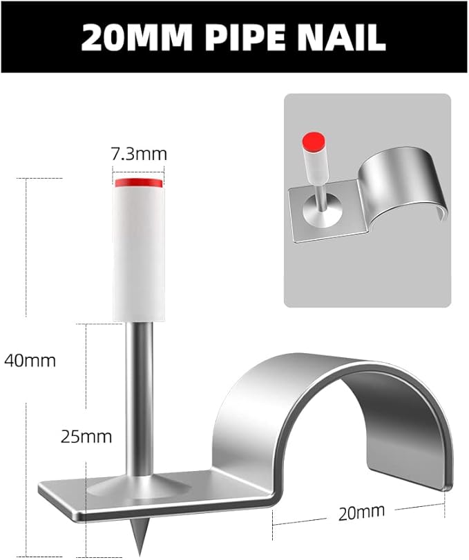 100pcsManual Steel Nails Wall Fastening Cable ducts Fixed Slotting Device Nail Gun Parts kit (20mm)…