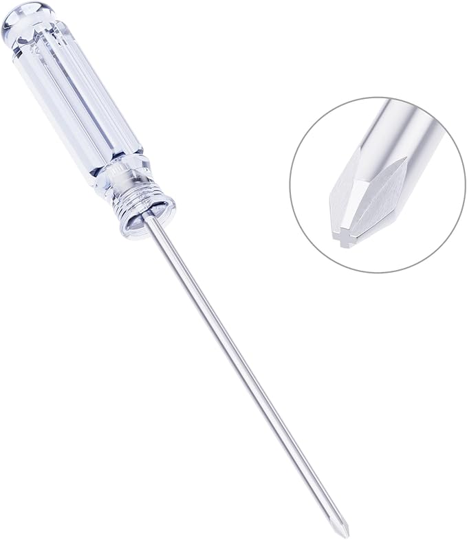 5PCS Mini Phillips Screwdriver, 3mm Cross Head with Clear Non-slip Handle for Small Appliances, 4.72"(120mm) Total Length, Non-magnetic