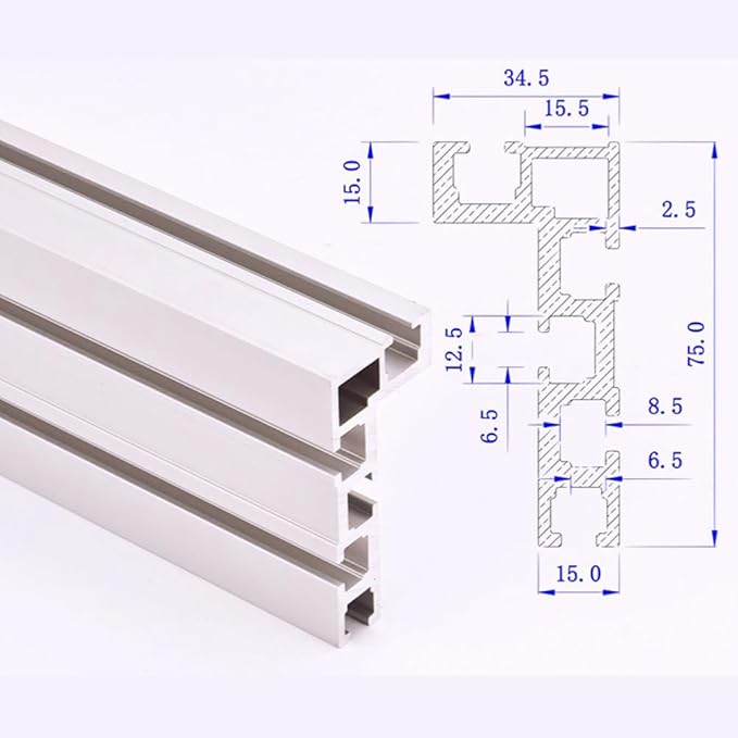 400-1200mm Miter Gauge Fence 75 Type T-Slot Aluminium Woodworking Fence Backet Table Saw Woodworking Workbench DIY Modification for Woodworking Tool