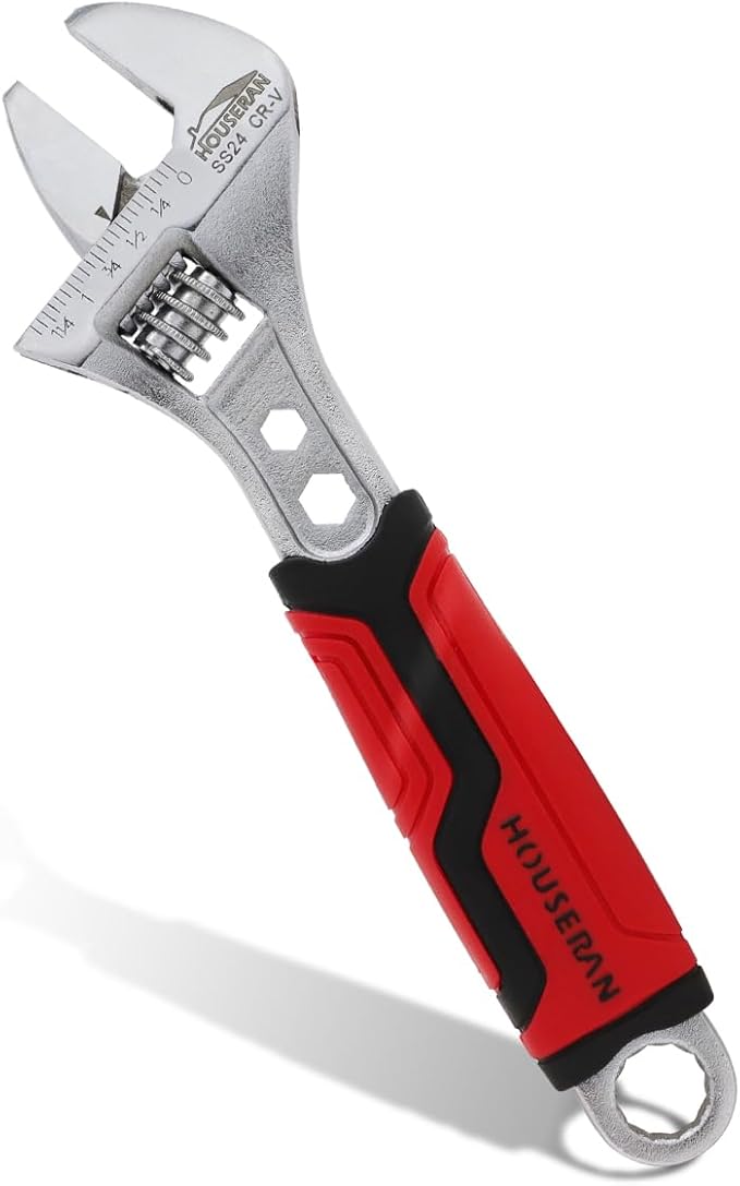 10-Inch Adjustable Wrench, Wide Jaw Adjustable Wrench with Anti-Slip Grips, Cr-V Steel Wrenchs for Home Repair, DIY, Garage