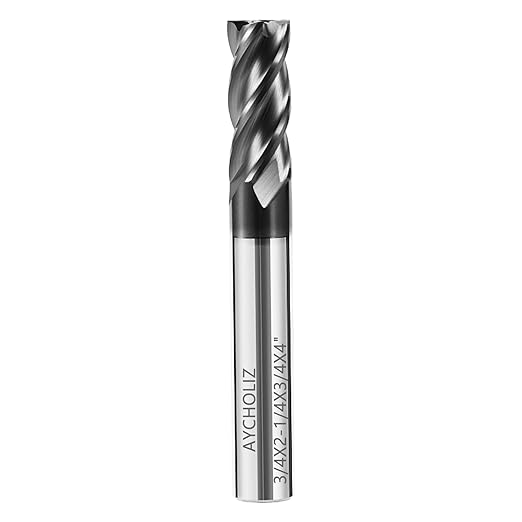 3/4" Carbide End Mill Bits Set for Alloy & Hardened Steels - Hrc55 Micro Grain, 4-Flute Milling Cutter with AlTiN Coating, CNC Router Bits, High-Performance Milling Bits