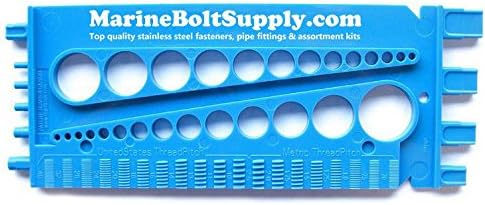 Nut, Bolt & Screw Gauge Standard & Metric Coarse & Fine Diameter, Length & Thread Pitch (Blue)