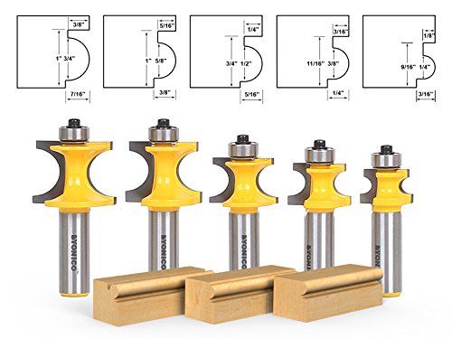YONICO Bullnose Beading Router Bits Set 5 Bit 1/2-Inch Shank 13516