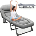 Camping Cot Recliner Portable Folding Bed with Pillow Adjustable Backrest Heavy Duty Frame for Sleeping Travel Office Indoor Outdoor Use (Medium(70in))