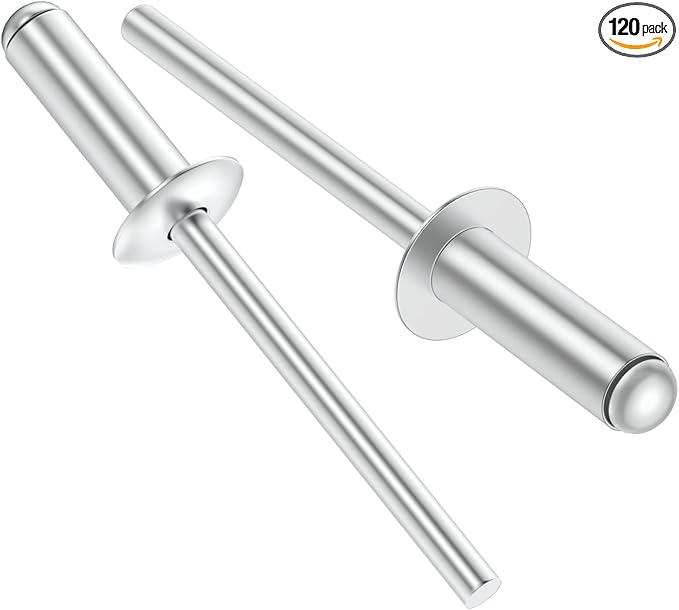 (120Pcs) 3/16" x3/4" Aluminum Blind Rivets, 4.8 x 19mm Pop Rivets,Rivets for Metal,Silver-(VG10111)