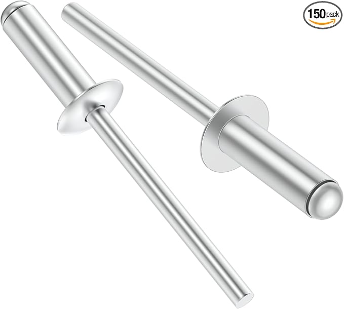 (150Pcs) 3/16" x1/2" Aluminum Blind Rivets, 4.8 x 13mm Pop Rivets,Rivets for Metal,Silver-(VG10109)