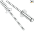 (50pcs) 1/4" x1" Aluminum Blind Rivets, 6.3 x 25mm Pop Rivets,Rivets for Metal,Silver-(VG10116)