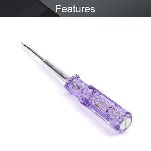 Fielect Voltage Tester Voltage Detector Pen Circuit Tester Tool Slotted Screwdriver Test Pencil JR-168 AC/DC 100-500V Purple Clear 1pcs