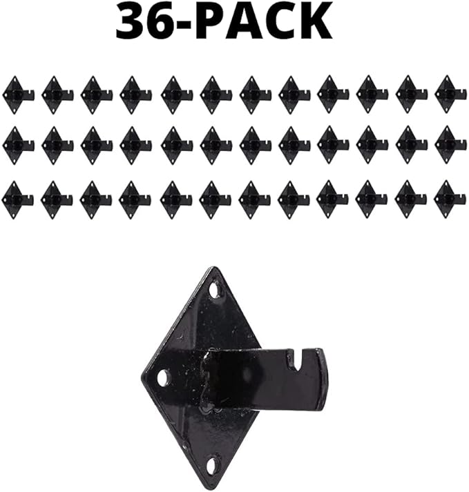 KINGDOM SOLUTIONS 36-Pack Black Gridwall Panel Mount Brackets – Heavy-Duty Wall Brackets for Gridwall, Slatgrid, or Trellis Panel Mounting – Durable Display Hardware for Store or Garage