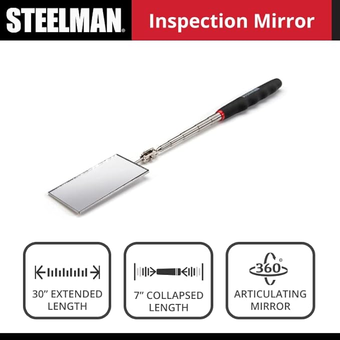 STEELMAN 41817 30-Inch Telescoping 2-Inch x 3.5-Inch Inspection Mirror