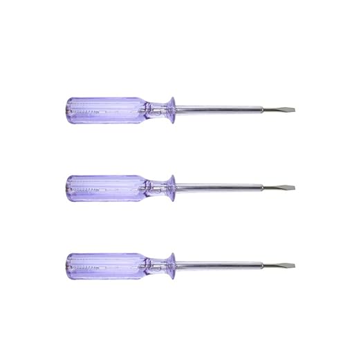 Fielect 3pcs Voltage Tester Voltage Detector Pen Circuit Tester Tool Flat-Blade Slotted Screwdriver Test Pen JRDB-936 AC/DC 100-500V Purple Clear