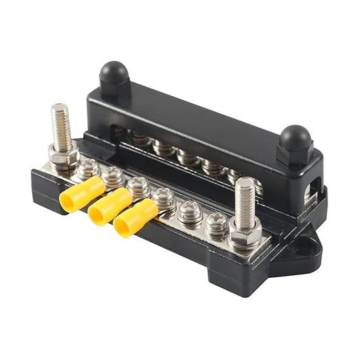 12V 12x8# Power Distribution Terminal Block Battery BusBar Set Negative/Positive Insulated Busbar for Auto Marine Car Trailer RV Boat Motorcycle UTV ATV