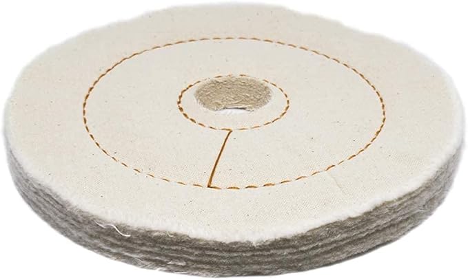 Benchmark Abrasives 6" Cotton Cushion Sewn Buffing Polishing Wheel for Bench Grinder with 1/4" Mandrel, for Polishing Finishing Smoothing on Aluminum, Stainless Steel (Cotton Cushion)