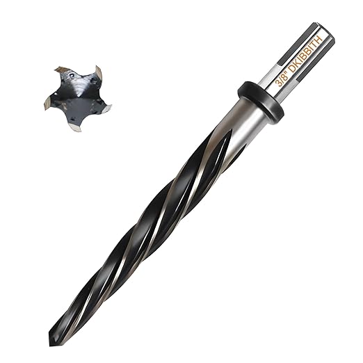 3/8” Bridge Construction Reamer Drill Bit, M2 HSS Taper Chucking Reamer for Steel Alloy Metal Wood Plastic, 3/8" Non-Slip Shank, 5-Spiral Flutes Car Reamer, to Align or Enlarge Holes, 10mm