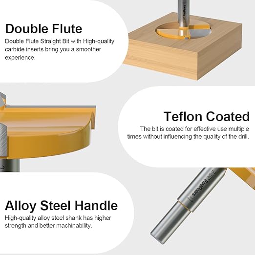 FivePears Forstner Drill Bit 1/2 inch Shank, 2-3/4 inch Cutting Diameter, Carbide Tipped Wood Hole Saw Auger Opener, Hole Opener Hinge Hole Cutter for Woodworking, Plastic, Plywood Products