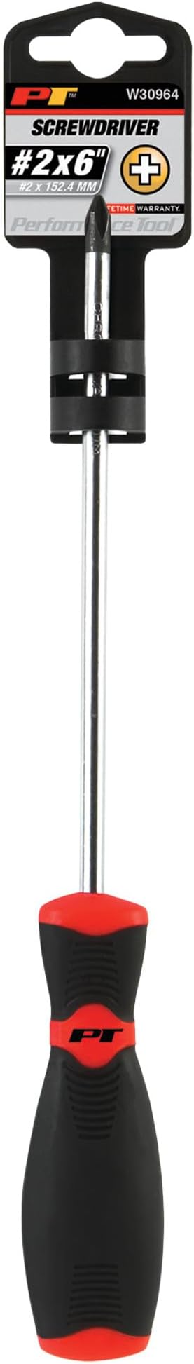 Performance Tool W30964 Black & Red Phillips Screwdriver, #2 x 6-Inch