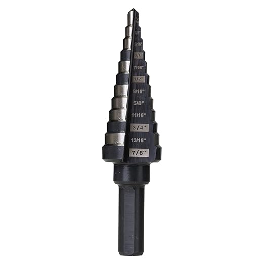 3/16 to 7/8 Inches M2 HSS Step Drill Bit for Metal, Plastic, Wood, Aluminum, Heavy Duty Unibit with Multi Hole Sizes