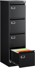 4 Drawer Filing Cabinets with Lock, Metal File Cabinet with 4 Drawers, Home Office File Folders Cabinet for Letter Legal A4 File Size