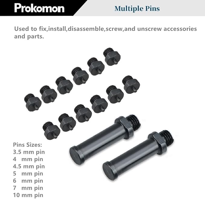 Prokomon Variable Cylinder Spanner Wrench Set; 15Pc Adjustable with Variable Spanner Wrench Pins