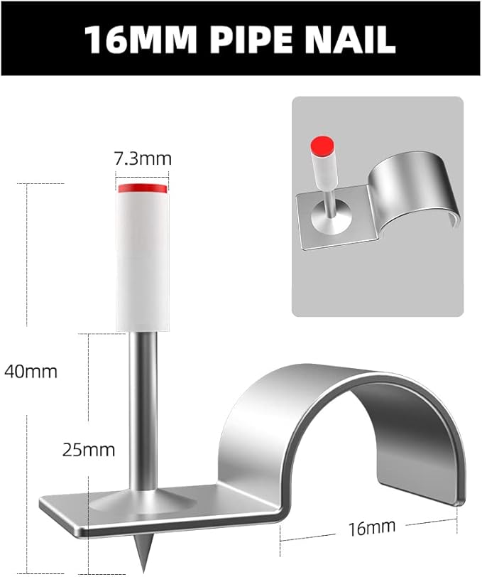 100pcsManual Steel Nails Wall Fastening Cable ducts Fixed Slotting Device Nail Gun Parts kit (16mm)…